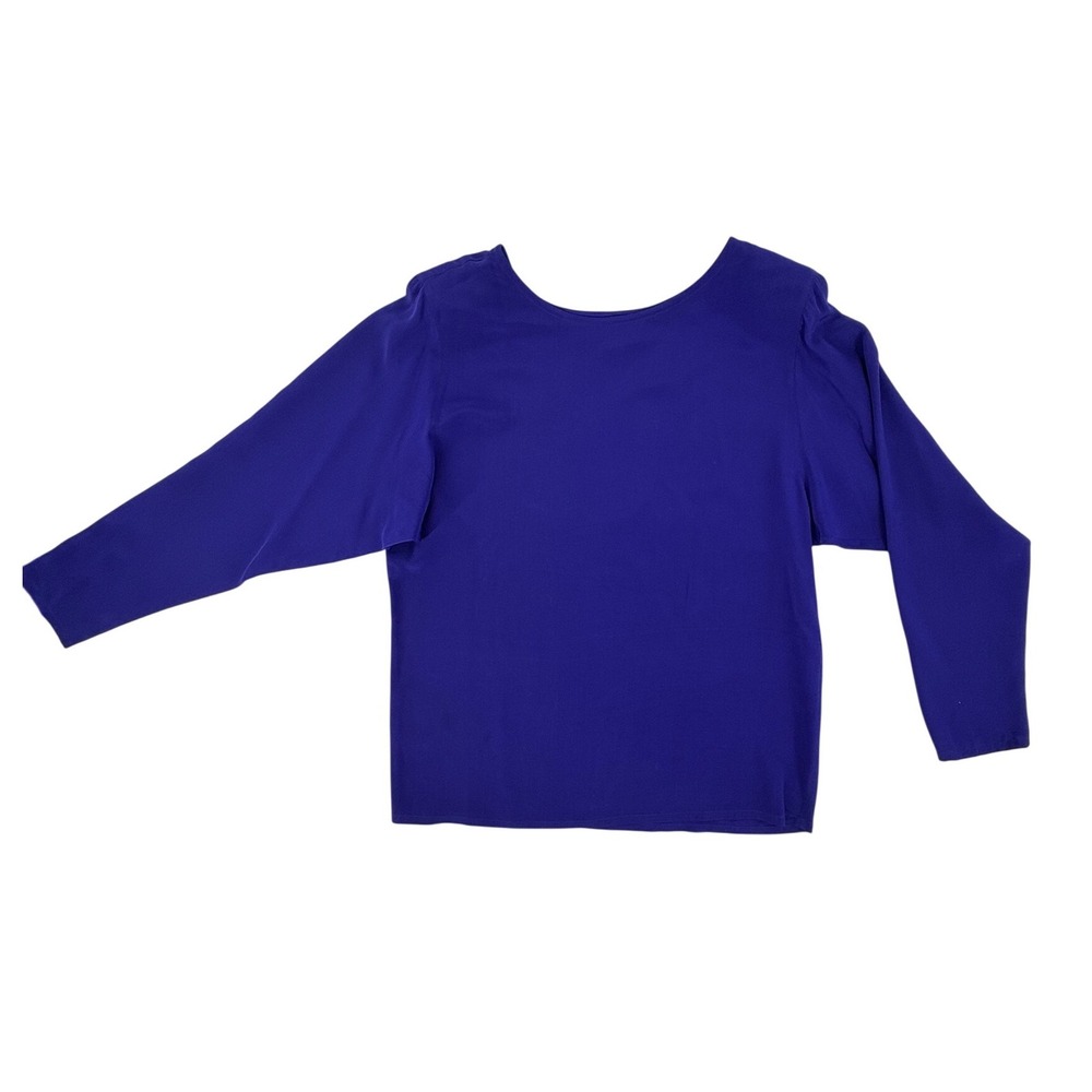 Carole Little Saint-Tropez West Vintage Royal Blue 100% Silk Dolman Blouse 8